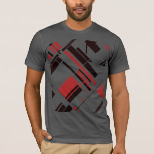 Rote schwarze diagonale Formen Linien MCM-Look Abs T-Shirt