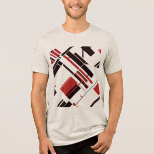 Rote schwarze diagonale Formen Linien MCM-Look Abs Tri-Blend Shirt