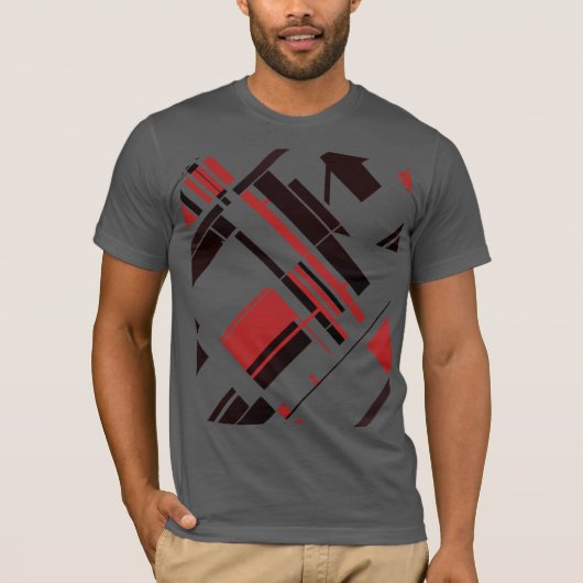 Rote schwarze Diagonalformen Linien MCM Abstrakt a T-Shirt (Vorderseite)