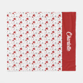 Rote schwarze Doodle-Herzen Retro-Monogramm-Name Fleecedecke (Vorderseite (Horizontal))