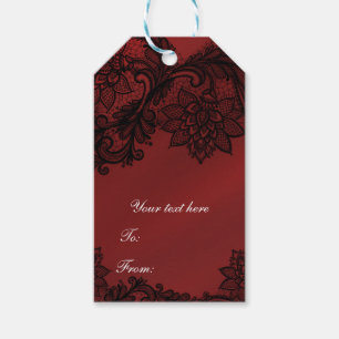 Rote & schwarze dunkle Eleganz Goth Hochzeitsfeier Geschenkanhänger