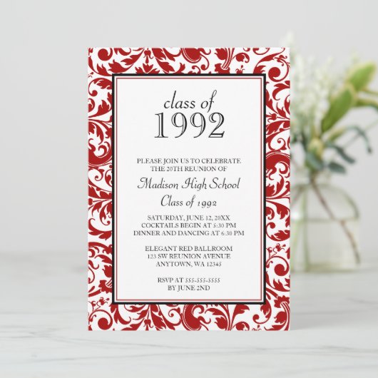 Rote schwarze einladung (Stehend Vorderseite)