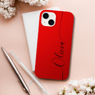 Rote schwarze elegante Kalligrafieschrift Name Case-Mate iPhone 14 Hülle