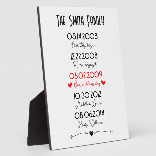 Rote Schwarze Familie Wichtige Termine Memorable S Fotoplatte (Seite)