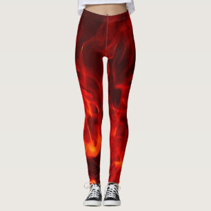 Rote Schwarze Flamme moderne schwarze schicke Hips Leggings