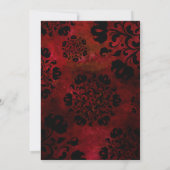 Rote & schwarze florale Hochzeit Einladung (Rückseite)
