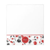 Rote schwarze Fußball Bälle Akzentuieren Sportgesc Notizblock (Vorderseite)