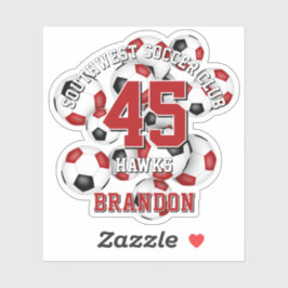 Rote schwarze Fußballbälle Cluster-Namen Aufkleber