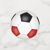 Rote schwarze Fußballbälle Kinder Party Konfetti (Klein Vorderseite)