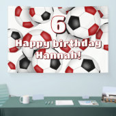 Rote schwarze Fußballbälle Kindergeburtstag feiern Banner (Messe)