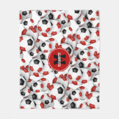 Rote schwarze Fußballbälle Mannschaftsfarben mit M Fleecedecke (Vorderseite)