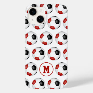 Rote schwarze Fußbälle Sportmuster Case-Mate iPhone 14 Hülle