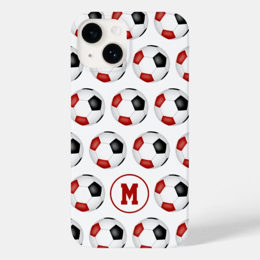 Rote schwarze Fußbälle Sportmuster Case-Mate iPhone Hülle (Rückseite)