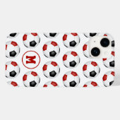 Rote schwarze Fußbälle Sportmuster Case-Mate iPhone Hülle (Rückseite (Horizontal))