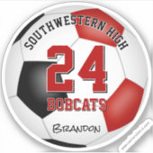 Rote schwarze Fußballmannschaft farbenfrohe Jungs Aufkleber (Vorderseite)