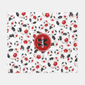 Rote schwarze Fußballmannschaft farbenfrohe Jungs Fleecedecke (Vorderseite (Horizontal))
