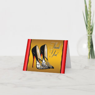 Rote schwarze gelbe goldene High Heels Danke
