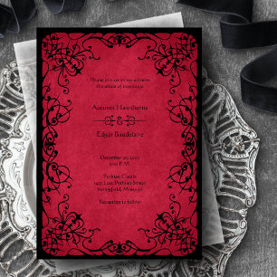 Rote Schwarze Gotische Hochzeit Einladung