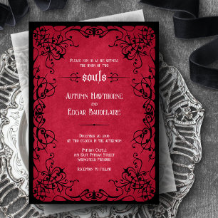 Rote Schwarze Gotische Hochzeit Einladung