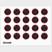 Rote Schwarze Gotische Hochzeit Runder Aufkleber (Blatt)