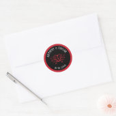 Rote Schwarze Gotische Hochzeit Runder Aufkleber (Umschlag)