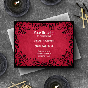 Rote Schwarze Gotische Hochzeit Save The Date