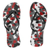 Rote, Schwarze, Graue und weiße Camouflage Abstrak Badesandalen (Fußbett)