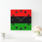 Rote, schwarze, grüne afrikanische Flagge Pans, Quadratische Wanduhr (Zuhause)