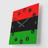 Rote, schwarze, grüne afrikanische Flagge Pans, Quadratische Wanduhr (Winkel)