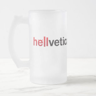 rote & schwarze Hellvetica-Wortmarke Mattglas Bierglas
