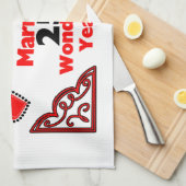 Rote schwarze Herz-Namen u. datieren 25 Handtuch (Viertel Falte)