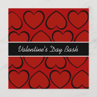 Rote schwarze Herz-Valentinstag-Party Einladungen