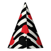 Rote schwarze Herzen auf Schwarz-weißen Streifen Partyhütchen (Rückseite)