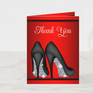 Rote schwarze High Heel Schuhe Danke Karten