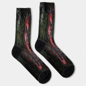 Rote schwarze Holzbäume cool Socken (Rechts)