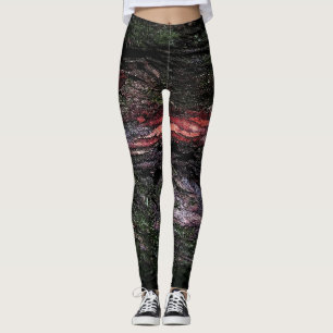 Rote schwarze Holzbäume Leggings
