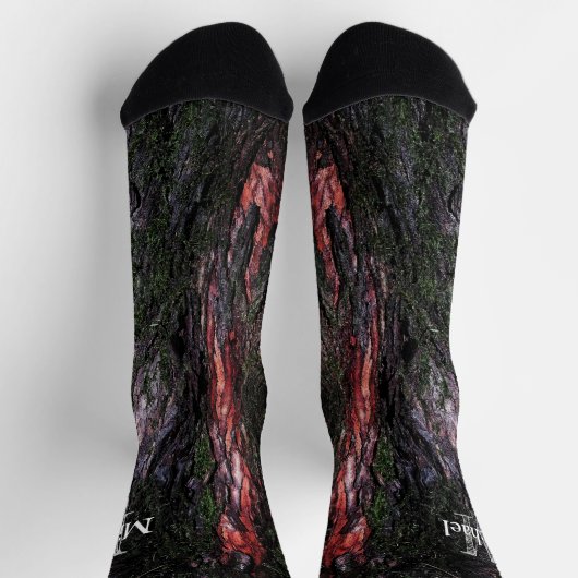 Rote schwarze Holzbäume, mossy Holzbellen cool Mon Socken (Oben)