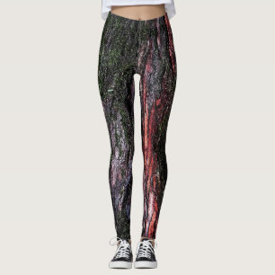 Rote schwarze Holzbäume, mossy Leggings