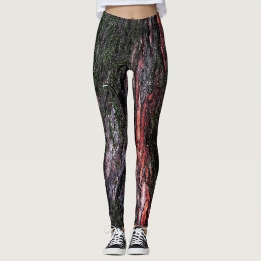 Rote schwarze Holzbäume, mossy Leggings (Vorderseite)