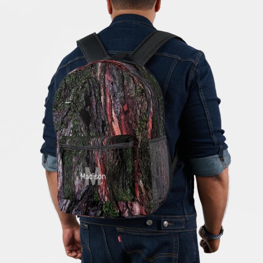 Rote schwarze Holzrinde, kundenspezifischer Name M Bedruckter Rucksack (Insitu (Modell))
