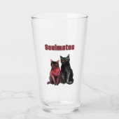 Rote Schwarze Katzen Seelenverwandte Glas (Vorderseite)