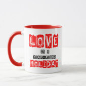 Rote Schwarze Liebe ist ganzjährig Weihnachtstypog Tasse (Links)