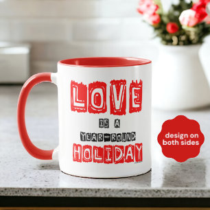 Rote Schwarze Liebe ist ganzjährig Weihnachtstypog Tasse