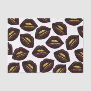 Rote schwarze Lippen und Imitat-funkelnd Seidenpapier