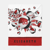 Rote schwarze Mädchen Sportgeschenke Basketball St Fleecedecke (Vorderseite)