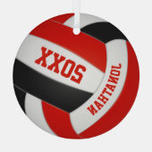 Rote Schwarze Mannschaft Farbe Jungen Mädchen Voll Ornament Aus Glas (Rückseite)