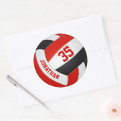 Rote Schwarze Mannschaft Farbe Jungen Mädchen Voll Runder Aufkleber (Umschlag)
