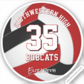 Rote Schwarze Mannschaft Farbe Jungen Volleyball Aufkleber (Vorderseite)