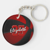 Rote Schwarze Mannschaft Farbe Mädchen Basketball Schlüsselanhänger (Rückseite)