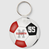 Rote schwarze Mannschaft Farben Jungs Fußball-Mädc Schlüsselanhänger (Rückseite)